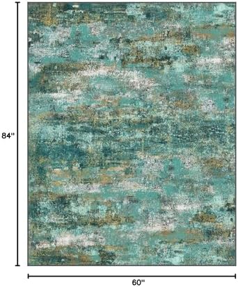 BEIMO 5x7 Area Rug for Bedroom, Turquoise Washable Abstract Non Slip Rug - Image 2