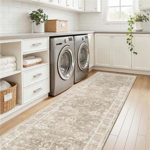 Madane Rug Runner for Hallway 2.5x10, Washable Kitchen Runner Rug Brown/Sand - Image 4