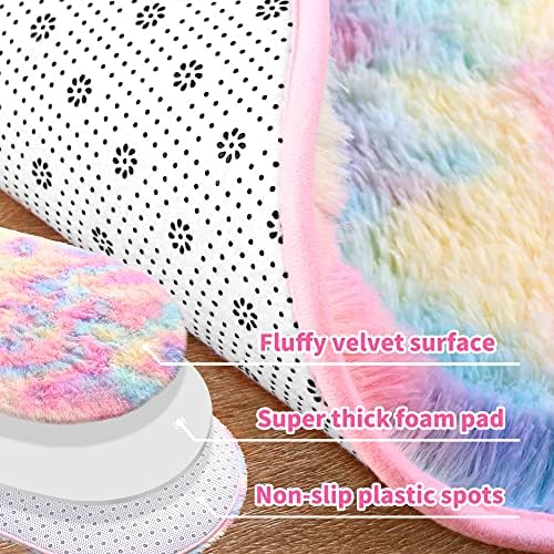 2x5 Rainbow Fluffy Soft Oval Rug Non-Slip - Image 5