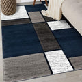 Rugshop Geometric Boxes Modern Fade-Resistant Area Rug Navy 3'3" x 5' by Rugshop
