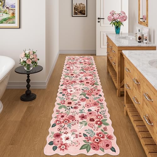 DUKINO 2x8 Washable Runner Rug, Floral Non Slip Kitchen Runner Rug - Image 3