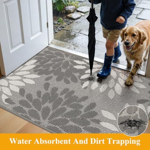 HEBE 2x3 Floral Area Rug, Non Slip Washable Small Entryway Rug - Image 6