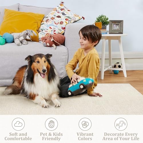 Garvee Modern 5x7 Living Room Rug Solid Color Washable Area Rugs - Image 4
