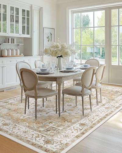 Amada 6x9 Washable Area Rug for Dining Room, Vintage Pattern - Image 3