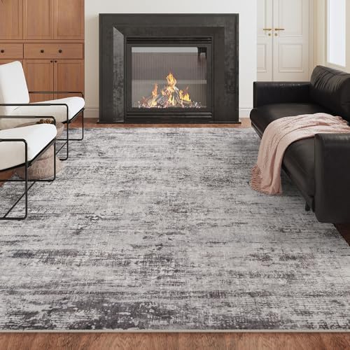 6x9 Black Gray Washable Area Rug by Unknown