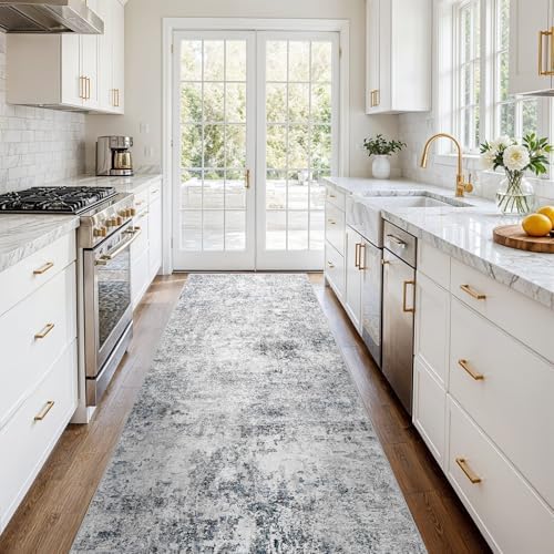 3x8 Washable Runner Rug: Modern Abstract Carpet by Puino