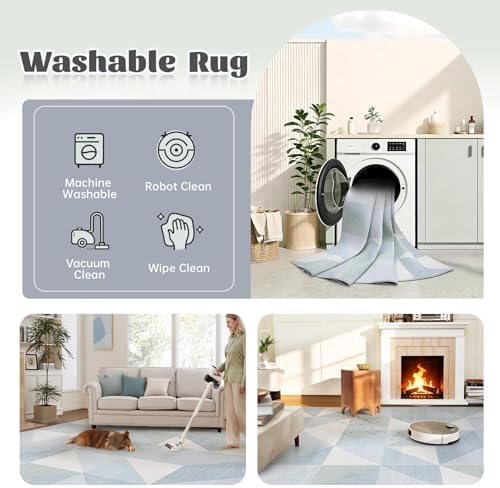 Washable Rug 8x10 Area Rugs: Modern Geometric Area Rug - Image 2