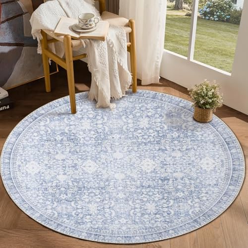 Sasttie Round Rug 4ft, Ultra-Soft Washable Rug by SASTTIE
