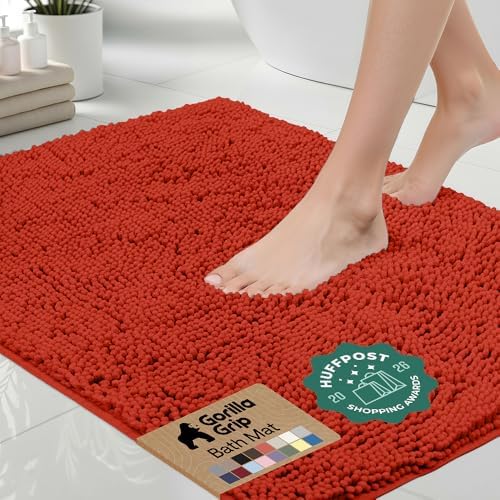 GORILLA GRIP Bath Rug Mat for Bathroom, Thick Chenille, 30x20 Sunset Orange by GorillaGrip
