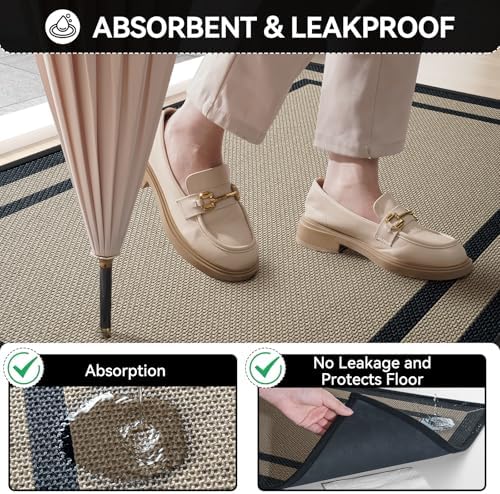 Indoor Door Mat Thin Low Profile Entryway Mats Brown 24"x35" - Image 3
