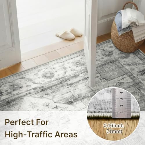 Vintage Area Rug 3x5 Ft Washable Rugs - Image 4