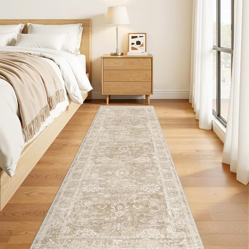 Madane Rug Runner for Hallway 2.5x8, Washable Kitchen Runner Rug Beige/Brown - Image 3