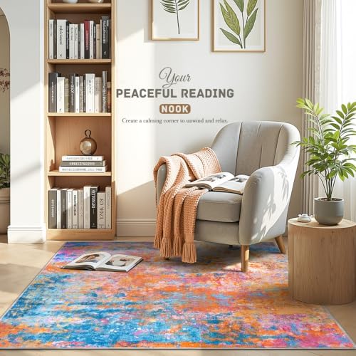 Entryway Rug 3x4 Rainbow Bedroom Area Rug Washable Non Slip Abstract Boho Rugs - Image 3