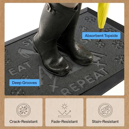 GORILLA GRIP WeatherMAX Door Mat, Indoor Outdoor, Charcoal Skiing - Image 5