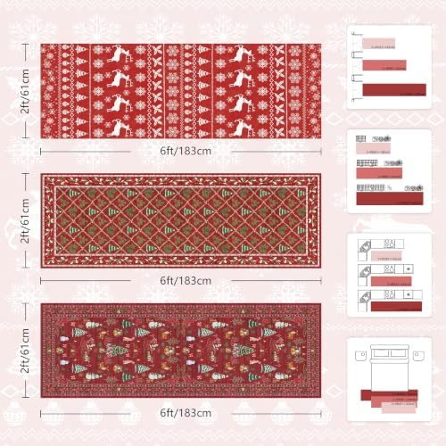 Christmas Runner Rug 2x6 Red Washable Rugs - Image 2