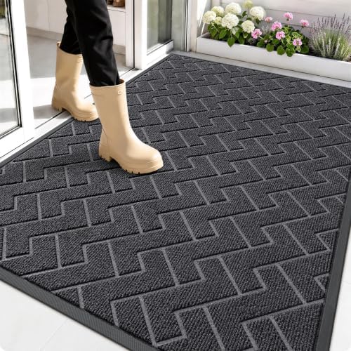 OLANLY Front Door Mat Outside 59x34, All-Season Absorbent Rubber Doormat by OLANLY