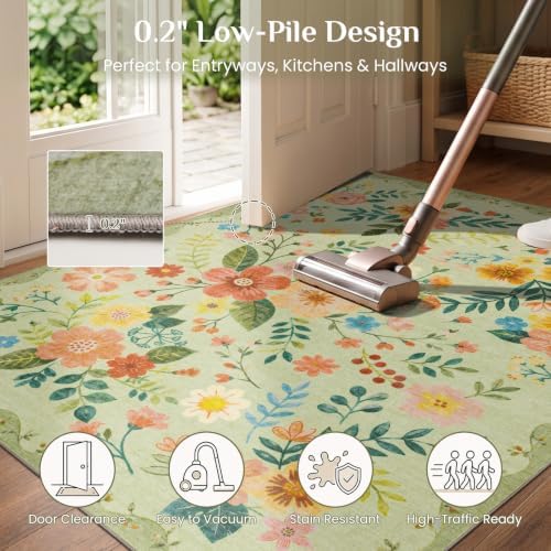 JOLLYVOGUE Floral Runner Rug 2x8, Washable Rug - Image 6