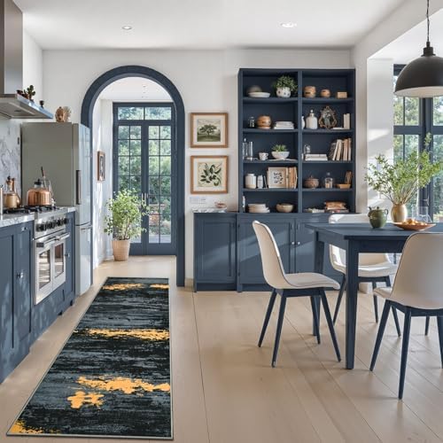 Toneed Washable 2x6 Non-Slip Abstract Runner Rug - Image 2