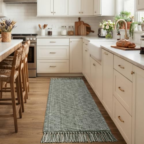 Collive Sage Green Bathroom Runner Rug, Machine Washable Kitchen Rugs - Image 3