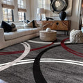 Rugshop Wavy Circles Modern Non-Shedding Area Rug Red 7'10" x 10'2" by Rugshop