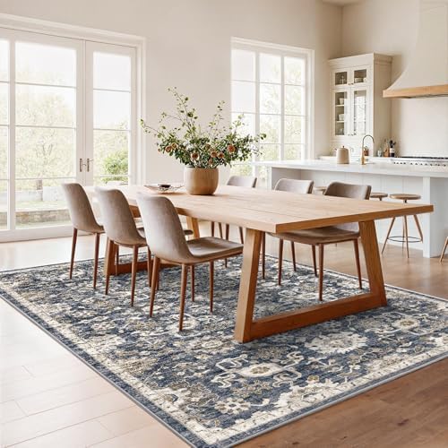 Amada 5x7 Washable Area Rug for Living Room, Vintage Pattern - Image 3