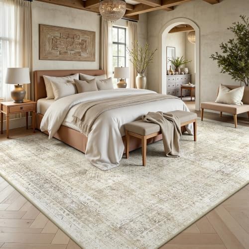 8x10 Area Rugs for Living Room, Washable Vintage Retro Floral Rug, Low Pile Non - Image 4
