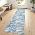 KOZYFLY Modern Washable Rug Runner 2x7 Hallway Runner Rug Blue Beige by KOZYFLY