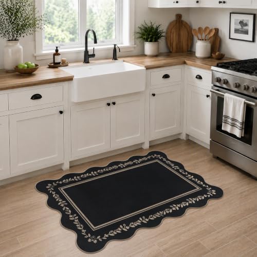 Rugalia Easy Jute Scalloped Entryway Rug 2x3 Black Front Door Mats - Image 5