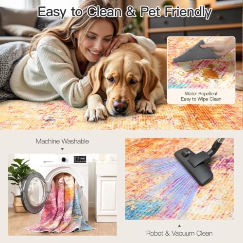 8x10 Area Rug for Living Room, Abstract Washable Larg Rugs - Image 4