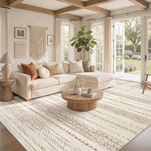 Nakagishi Boho 5x8 Area Rug Living Room Rugs Machine Washable Brown - Image 2