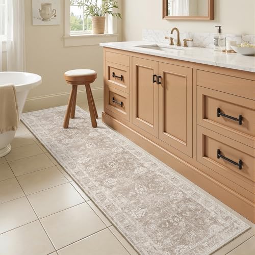 Madane Washable Runner Rug 2x6, Soft Kitchen Hallway Rug Brown/Sand - Image 3