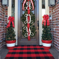 Red and Black Plaid Rug, Cotton Woven Rug by BOTTA
