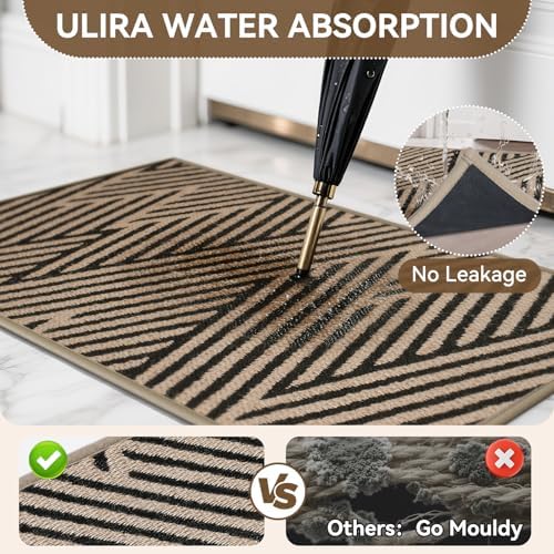 Front Door Mat Indoor Outside Entrance Non-Slip Mats Brown 36"x59" - Image 5