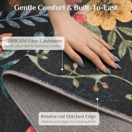 JOLLYVOGUE Floral Area Rug 8x10, Washable Rug - Image 5