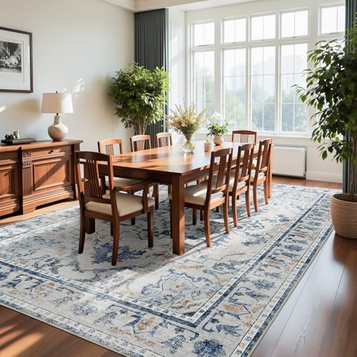 Joydeco 8x10 Area Rugs for Living Room, Non Slip Machine Washable Vintage Rug - Image 4