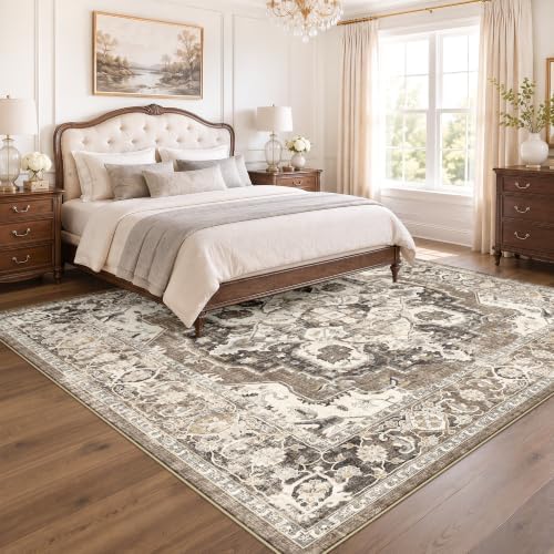 Living Room 11x11 Square Area Rug: Large Washable Boho Area Rugs - Image 4