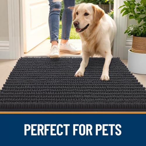 OLANLY Dog Door Mat for Muddy Paws 48x30, Ultra-Absorbent Chenille Mud Mat - Image 6