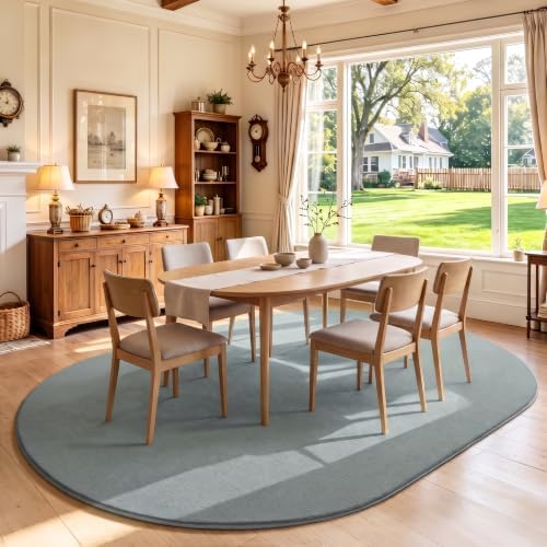 LOCHAS Soft Oval Rug 5x8, Washable Grey Area Rugs - Image 3