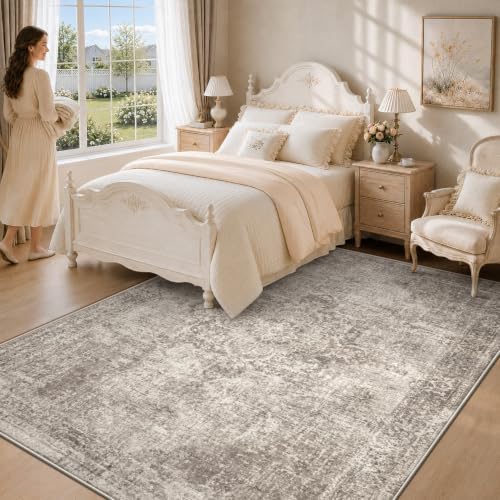 Zomfy 5x7 Area Rugs for Living Room: Washable Vintage Boho Medallion Non Slip - Image 2
