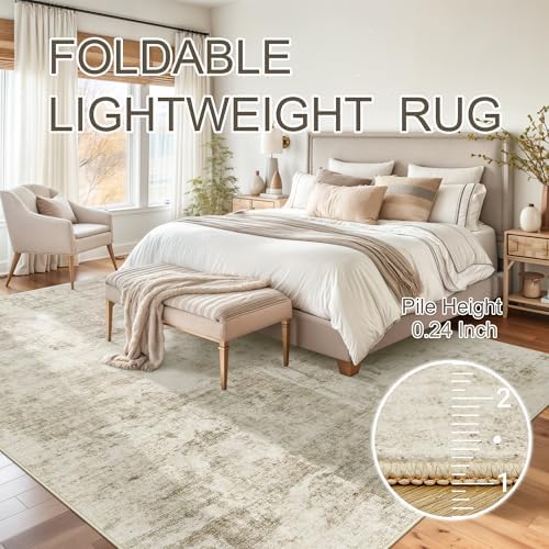 Soalmost 10x14 Area Rugs for Living Room Washable Rug Abstract Beige/Gray - Image 7