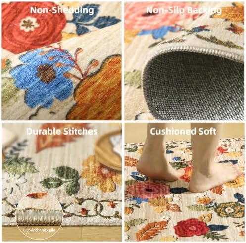 3x5 Washable Area Rug for Bedroom: Small Entryway Rug Non Slip Throw Carpet - Image 4