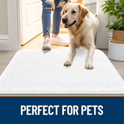 OLANLY Dog Door Mat for Muddy Paws 32x20, Super Absorbent Chenille Mud Mat - Image 6