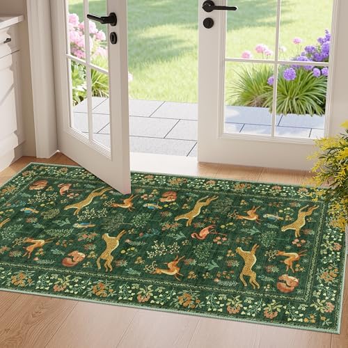 DUKINO 2x4 Rug for Entryway, Animal Washable Runner Rug for Kitchen by DUKINO