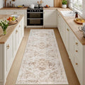 2x10 Hallway Washable Runner Rug: Kitchen Carpet Beige/Ivory by Luxturiy