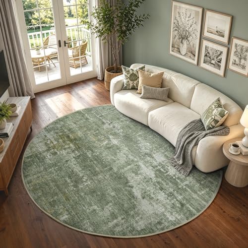 4ft Round Abstract Washable Area Rug - Image 2