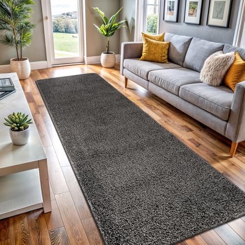 Area Rug 2x7 Dark Gray Runner Washable Indoor Rug Ultra Plus Thick Pile Solid - Image 4
