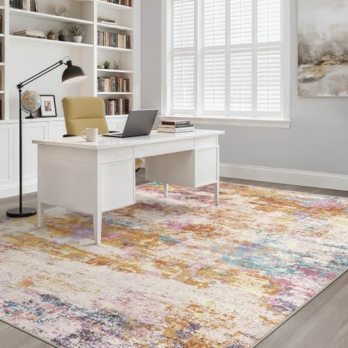 LOONGRUG 8x10 Area Rugs Washable Neutral Modern Living Room Rug Multi Gold - Image 7
