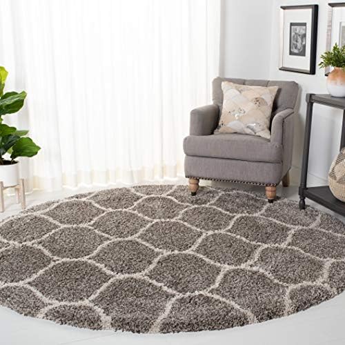 SAFAVIEH Hudson Shag Round Rug 9', Soft Plush Modern Grey & Ivory SGH280B by Unknown