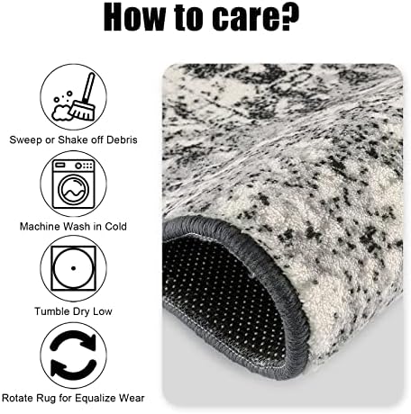 Morebes 2x3 Black Entryway Rugs, Washable Vintage Bathroom Rug Non Slip Indoor - Image 6