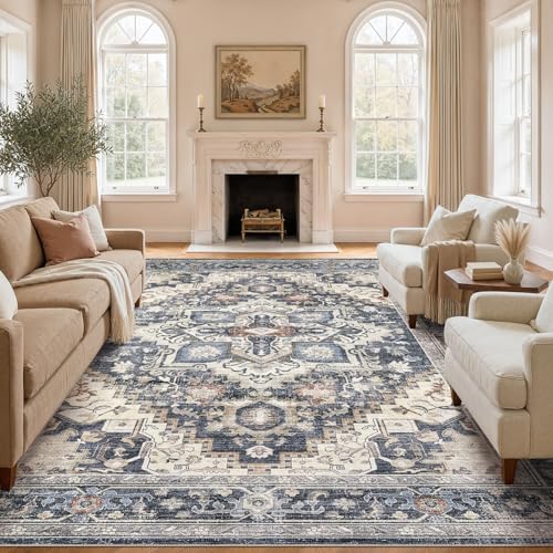 DTICON Vintage Washable 10x12 Area Rug Living Room Rugs by DTICON